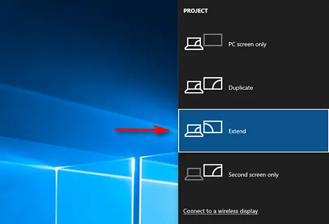 Select Extend in Windows 10