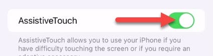 Toggle on "Assistive Touch."