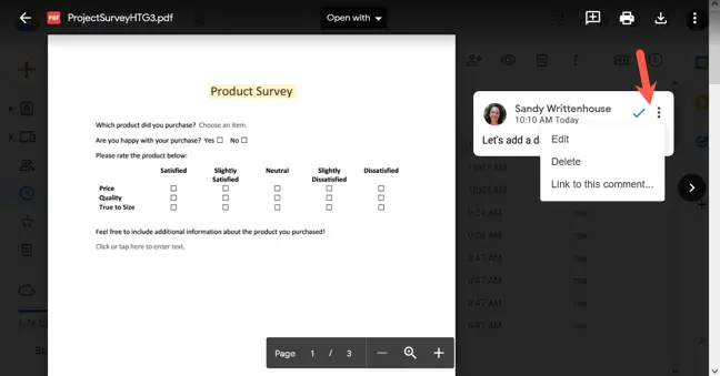 Comment actions