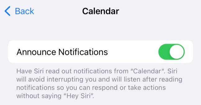 Change app notification announce settings