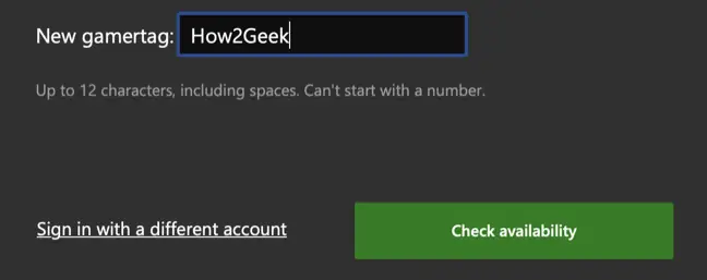 Geben Sie einen neuen Xbox-Gamertag ein