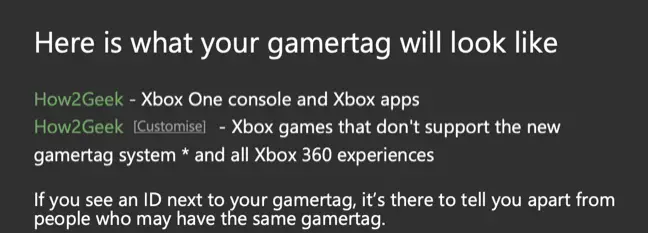 Vorschau des Xbox-Gamertags